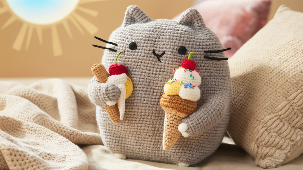 Chart Móc Mèo Pusheen Cầm Kem Ngộ Nghĩnh